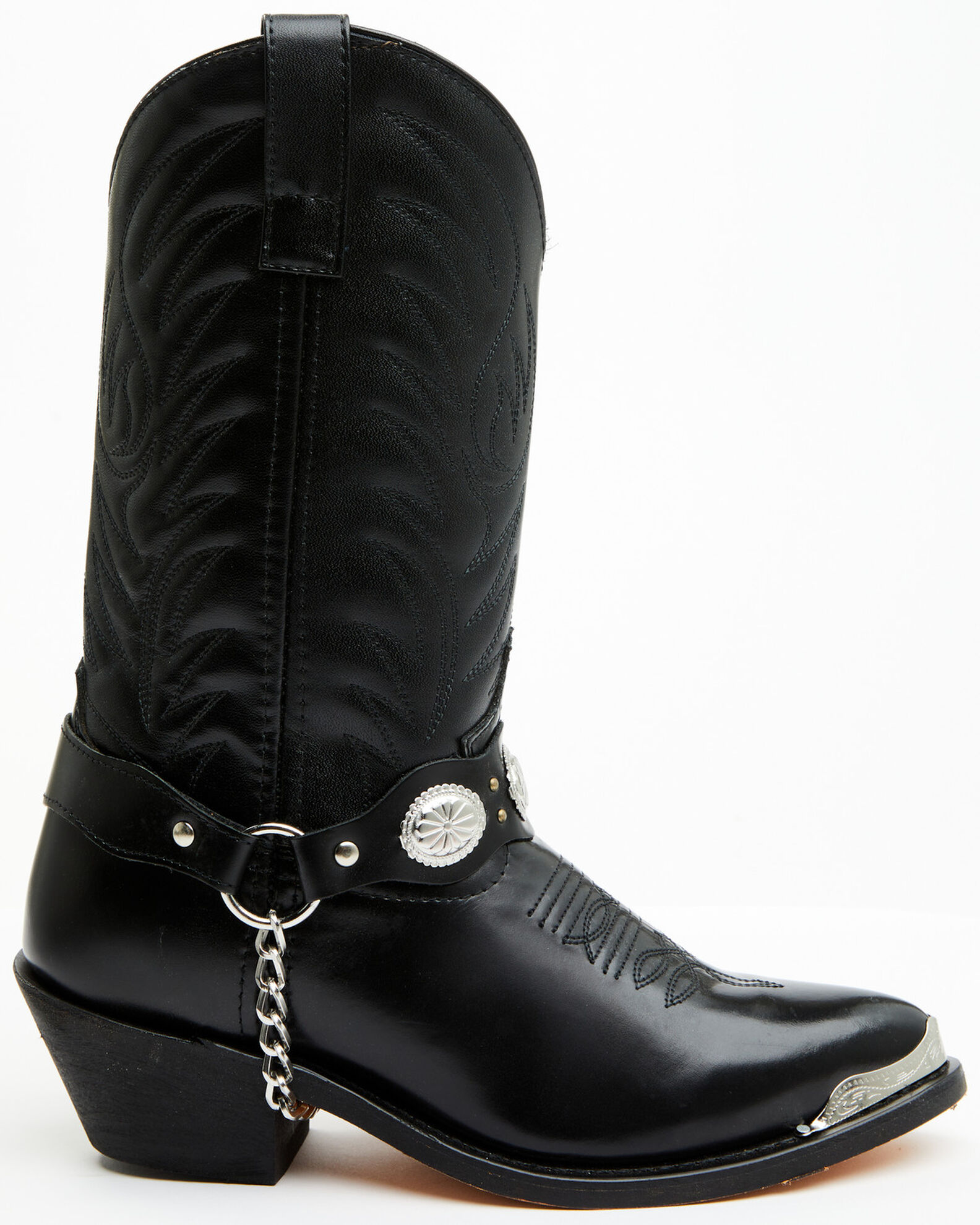 Image #2 - Laredo Men's Concho Harness Western Boots - Round Toe, Black, hi-res