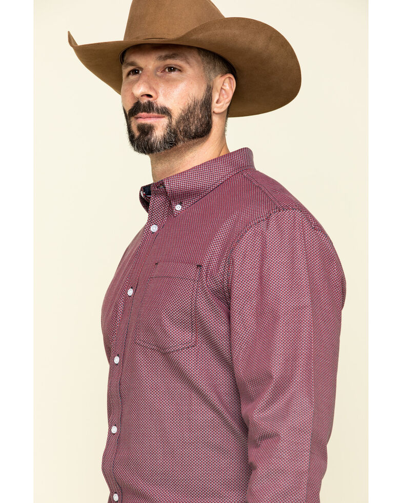 Cody James Core Men's Holler Geo Print Long Sleeve Western Shirt , Red, hi-res