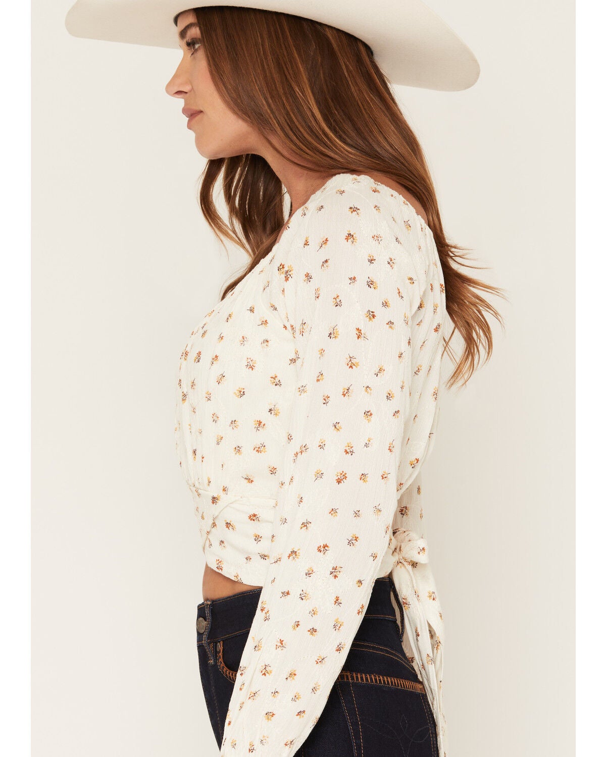 Image #2 - Wild Moss Women's Boot Barn Exclusive Floral Embroidered Tie Back Top, Cream, hi-res