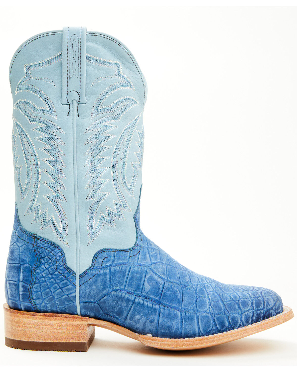 Image #2 - El Dorado Men's Exotic American Alligator Western Boots - Broad Square Toe, Blue, hi-res