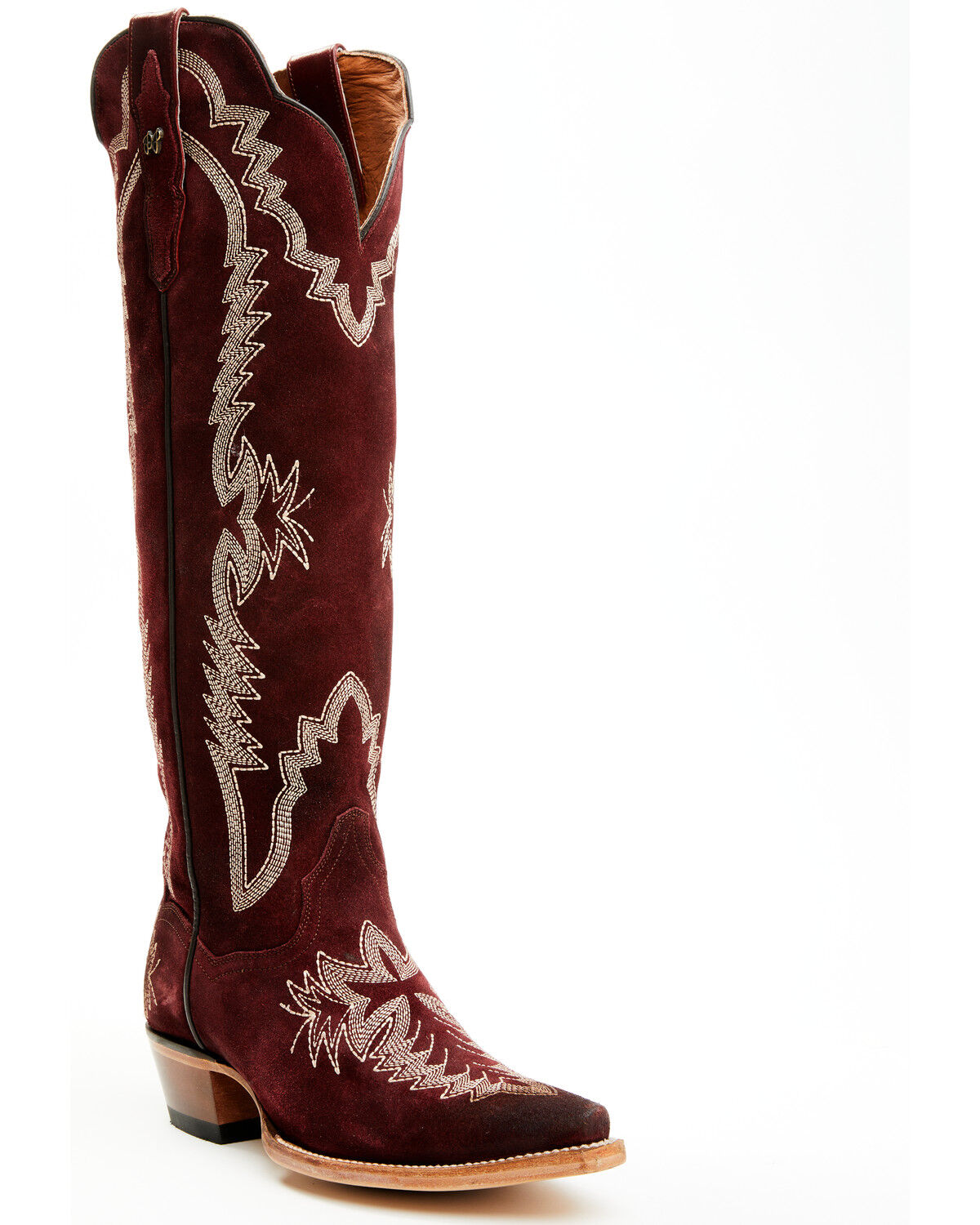 Image #1 - Dan Post Women's Marlowe Suede Western Boots - Snip Toe, Red, hi-res