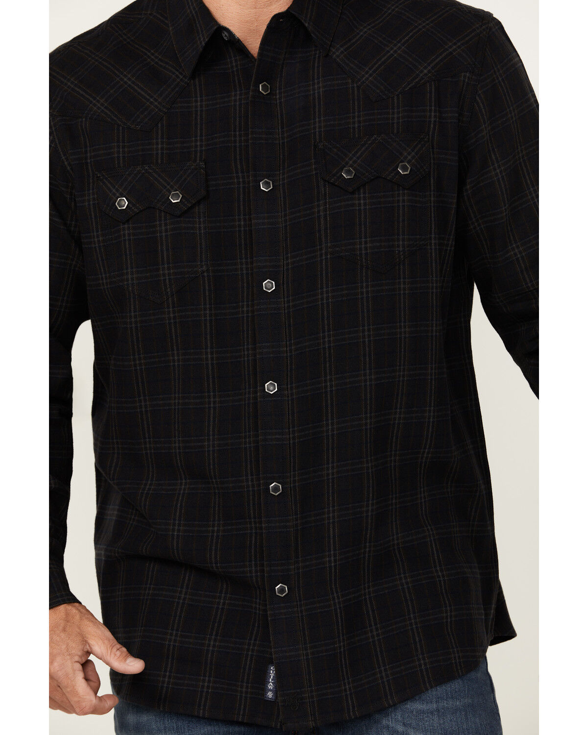 Image #3 - Moonshine Spirit Men's Blacksmith Plaid Print Long Sleeve Snap Western Shirt, Black, hi-res