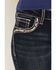 Image #2 - Grace in LA Girls' Dark Wash Steer Head Pocket Flare Stretch Denim Jeans, Dark Wash, hi-res