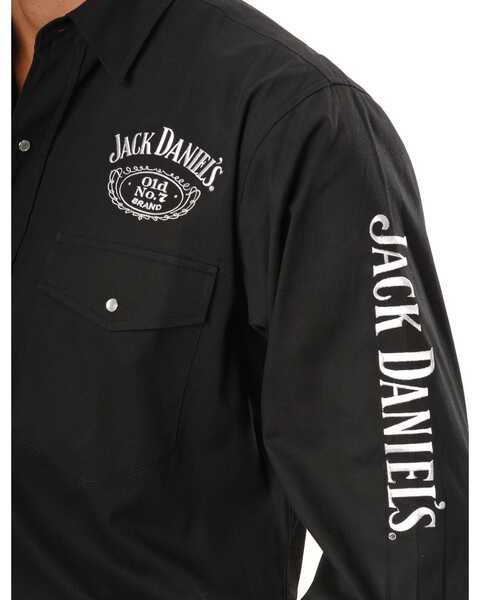 Jack Daniel's Men's Logo Rodeo Long Sleeve Western Shirt, Black, hi-res