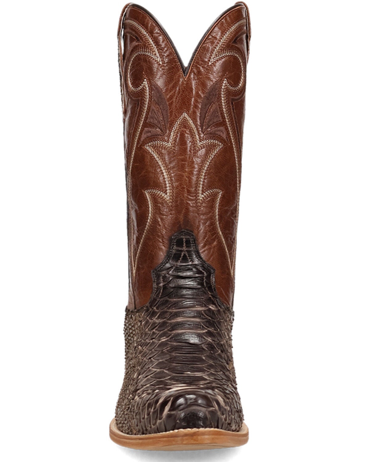 Image #4 - Dan Post Men's Bay Apache Exotic Python Western Boots - Round Toe, Brown, hi-res