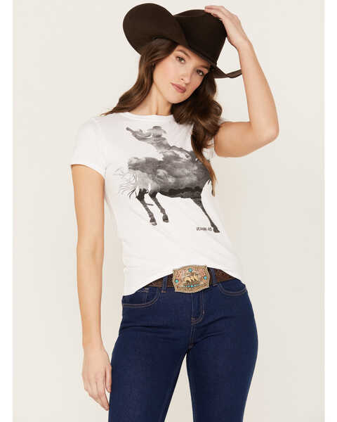 RANK 45® Women's Cloud Cowboy Short Sleeve Graphic Tee, White, hi-res