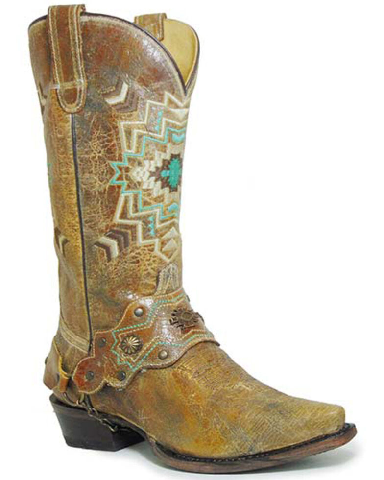 Roper Women's Vintage Brown Leather Western Boots - Snip Toe, Tan, hi-res