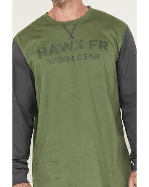 Image #3 - Hawx Men's FR Color Block Long Sleeve Graphic Work T-Shirt , Green, hi-res