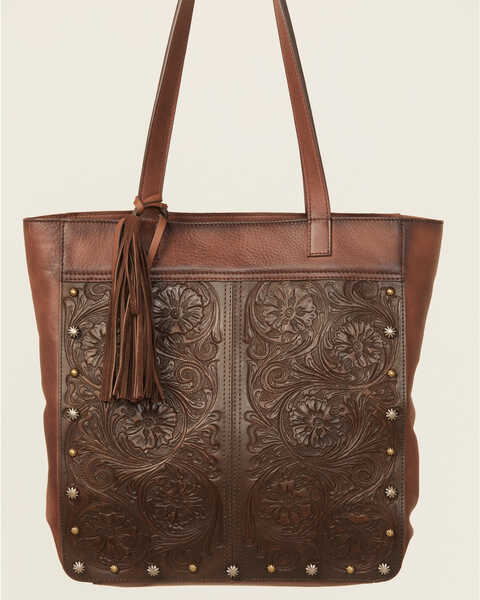 Image #2 - Shyanne Women's Tooled Concealed Carry Tote, Brown, hi-res
