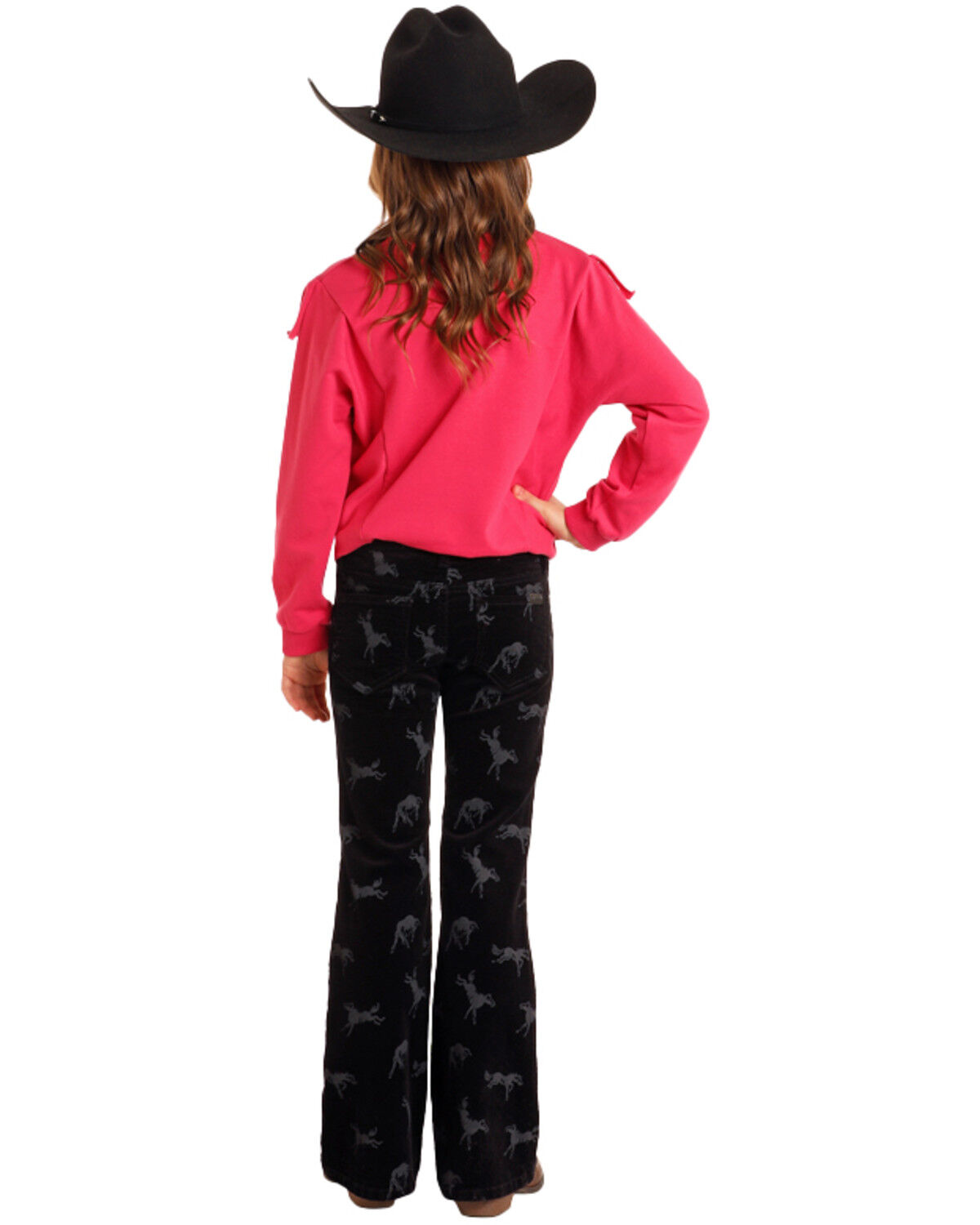 Image #3 - Rock & Roll Denim Girls' Rodeo Print Corduroy Bootcut Jeans, Black, hi-res