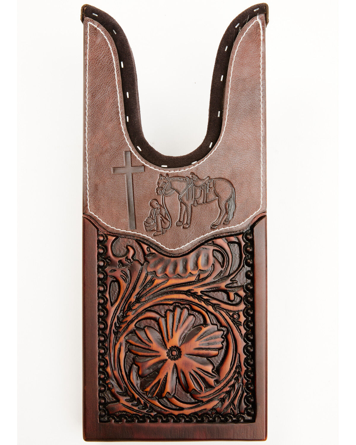 Boot Barn Praying Cowboy Tooled Boot Jack, Black Cherry, hi-res
