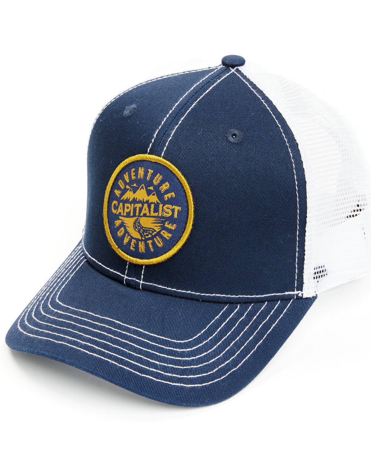 Image #1 - Brothers and Sons Men's Adventure Capitalist Circle Patch Ball Cap, Navy, hi-res