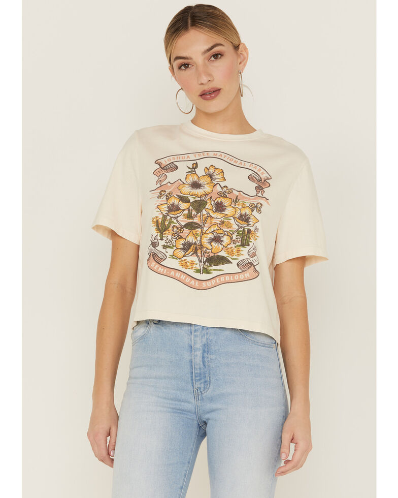 Cleo + Wolf Women's Joshua Tree Graphic Boxy Cropped Tee, Taupe, hi-res