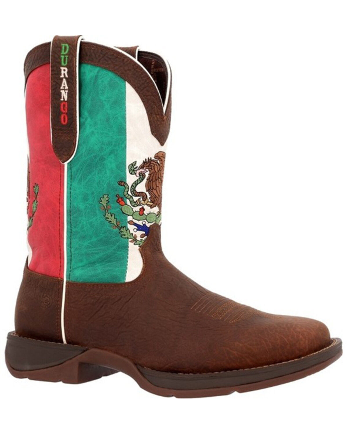Image #1 - Durango Men's Mexico Flag Western Performance Boots - Steel Toe, Sand, hi-res