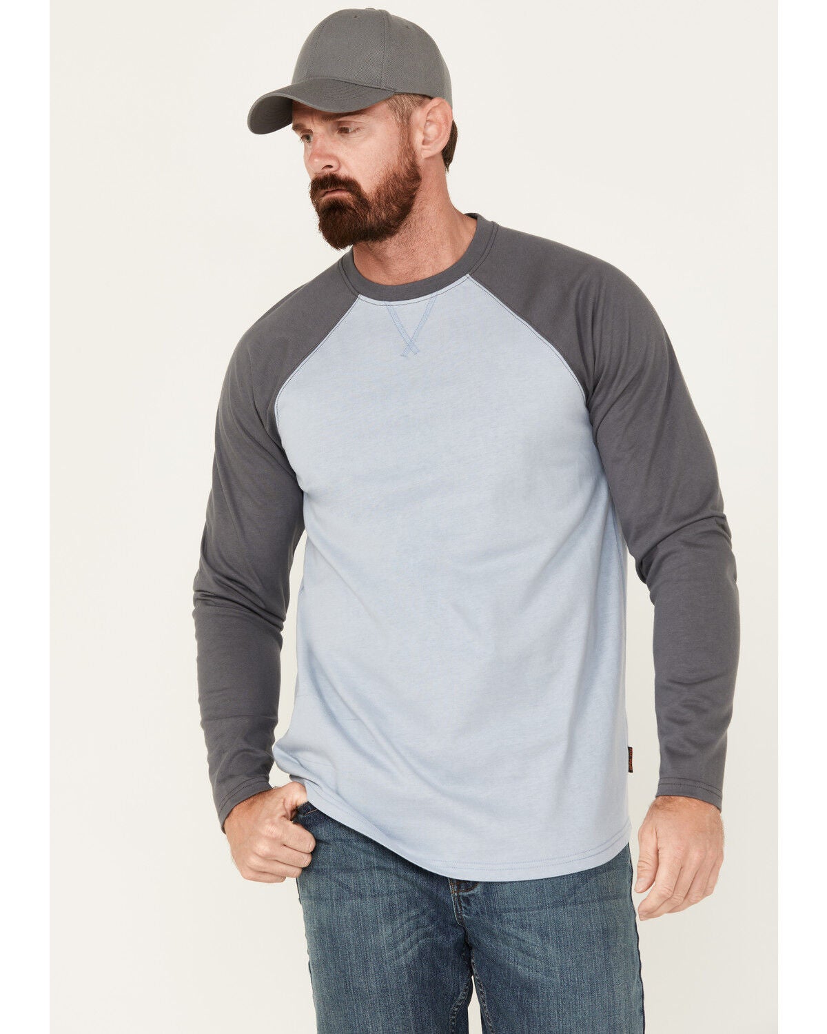 Cody James FR Men's Long Sleeve Baseball Work T-Shirt, Bright Blue, hi-res