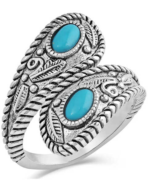 Montana Silversmiths Women's Balancing The Whole World Turquoise Open Ring, Silver, hi-res
