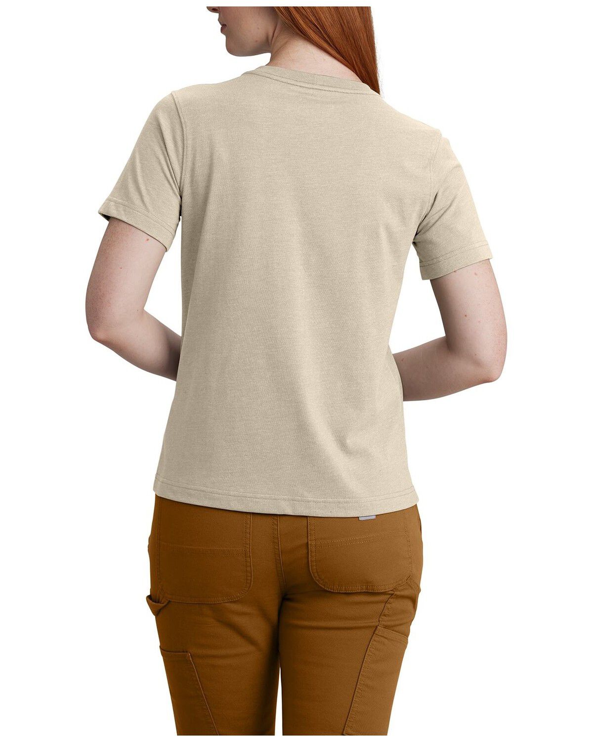 Image #2 - Carhartt Women's Relaxed Fit Lightweight Short Sleeve Pocket Tee, Cream, hi-res