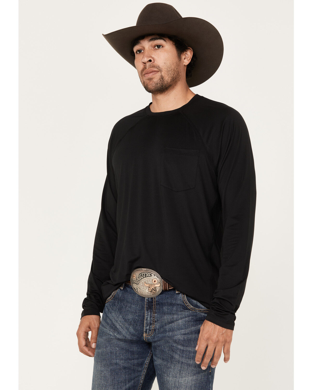 Image #1 - RANK 45® Men's Solid Performance Long Sleeve T-Shirt, Black, hi-res