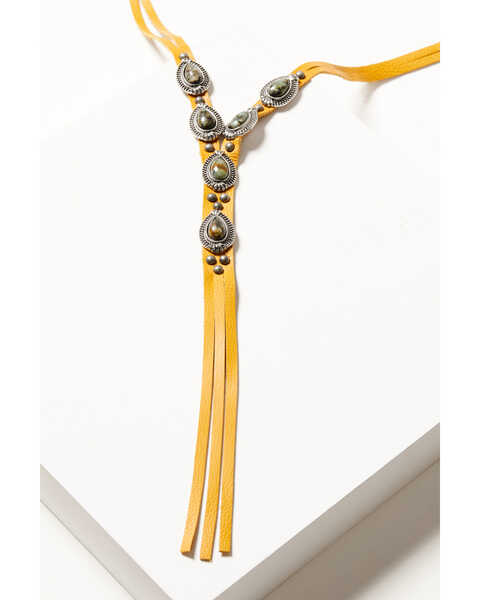 Image #1 - Cowgirl Confetti Women's Backroads Statement Fringe Tie Necklace, Mustard, hi-res