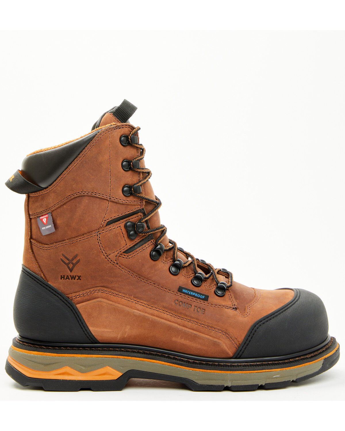 Image #2 - Hawx Men's 8" Enduro Waterproof 400G Insulated Work Boots - Composite Toe, Dark Brown, hi-res