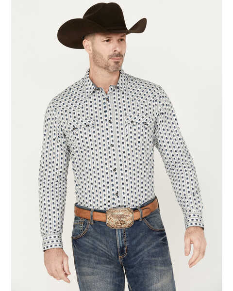 Cody James Men's Marietas Geo Striped Long Sleeve Western Snap Shirt, White, hi-res