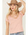 Image #2 - Shyanne Women's Studded Rib Knit V-Neck Top, Light Pink, hi-res