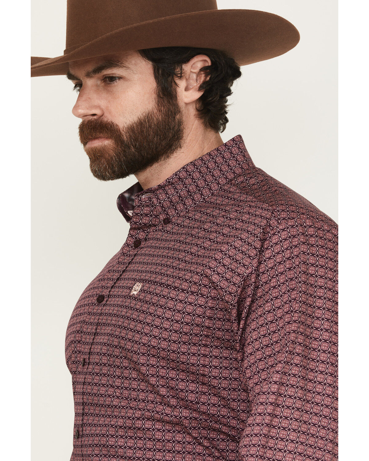 Image #2 - Cinch Men's Floral Print Long Sleeve Button-Down Western Shirt, Purple, hi-res