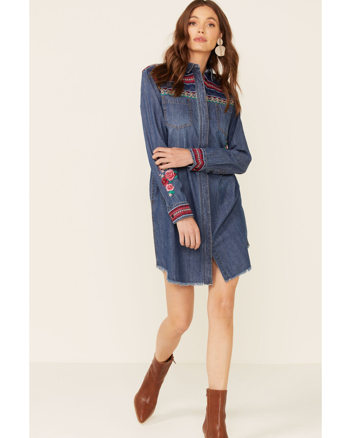 Image #2 - Stetson Women's Denim Southwestern Stripe Mini Dress, Blue, hi-res