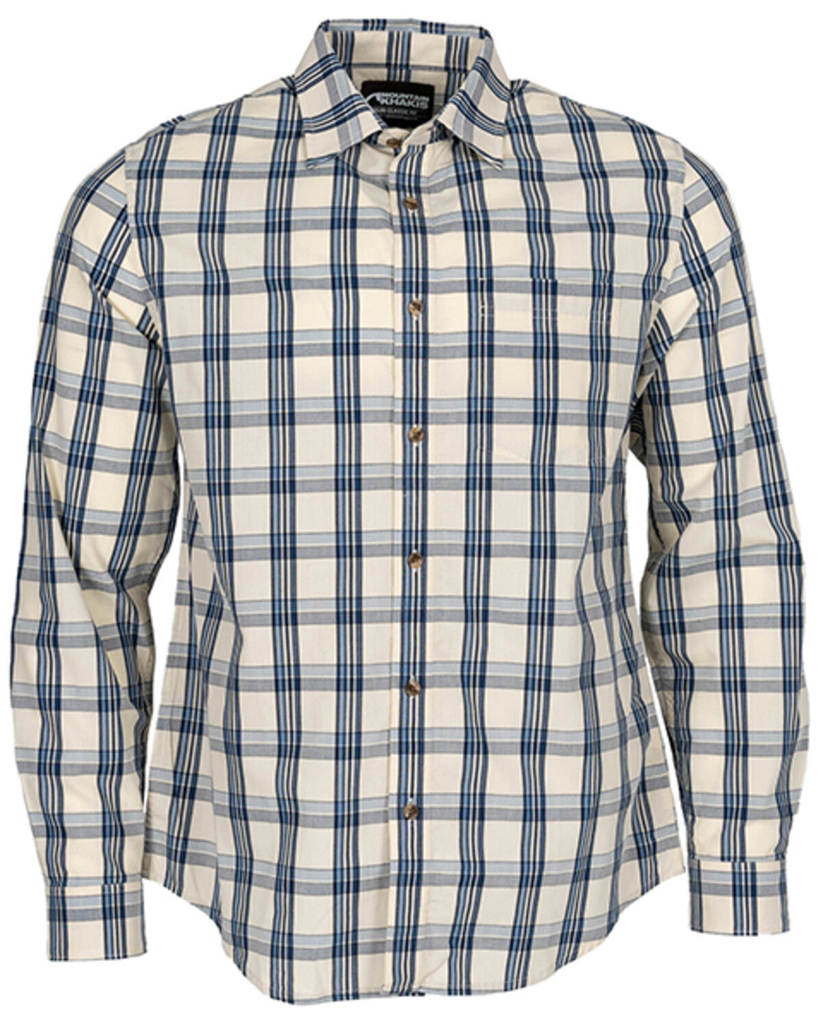 Image #1 - Mountain Khakis Men's Homestead Plaid Print Long Sleeve Button-Down Flannel Shirt, Navy, hi-res