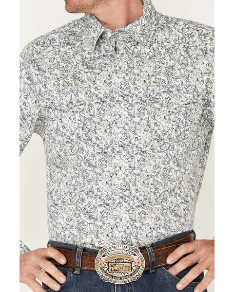 Image #3 - Wrangler Retro Premium Men's Paisley Print Long Sleeve Snap Western Shirt , Navy, hi-res