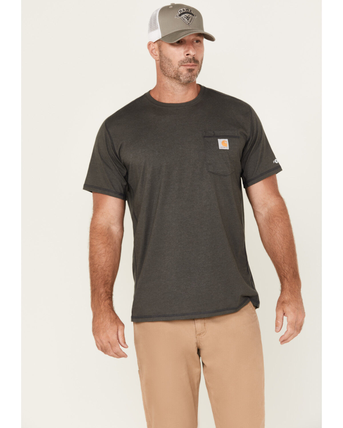 Image #1 - Carhartt Men's Force Relaxed Fit Midweight Short Sleeve Pocket T-Shirt, Grey, hi-res