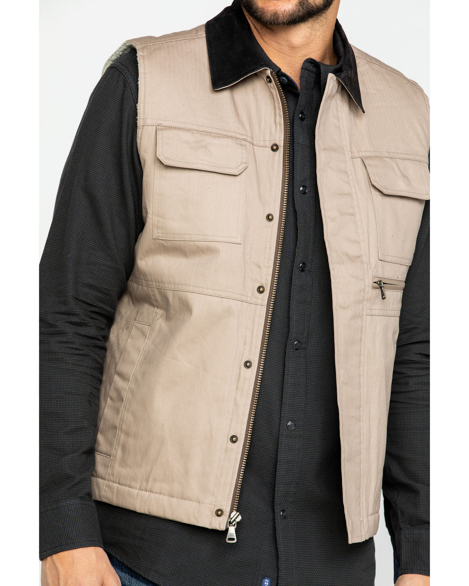 Image #5 - Cody James Men's Tan Ranchero Timberwolf Canvas Vest, Tan, hi-res