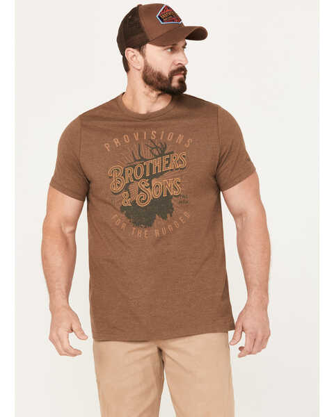 Brothers & Sons Men's Elk Label Short Sleeve Graphic T-Shirt, Lt Brown, hi-res
