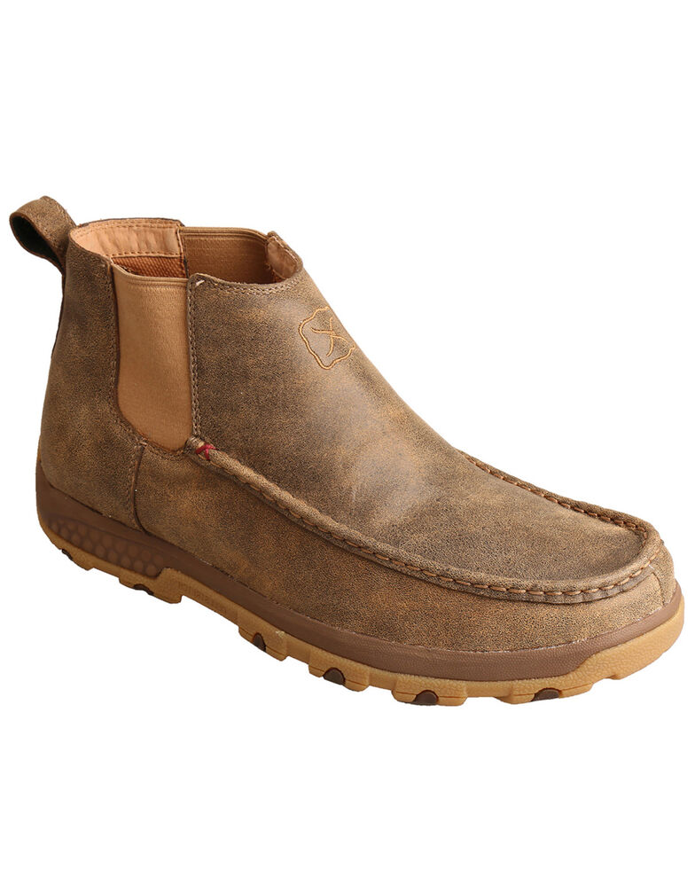 Twisted X Men's CellStretch Double Gore Driving Shoes - Moc Toe, Brown, hi-res
