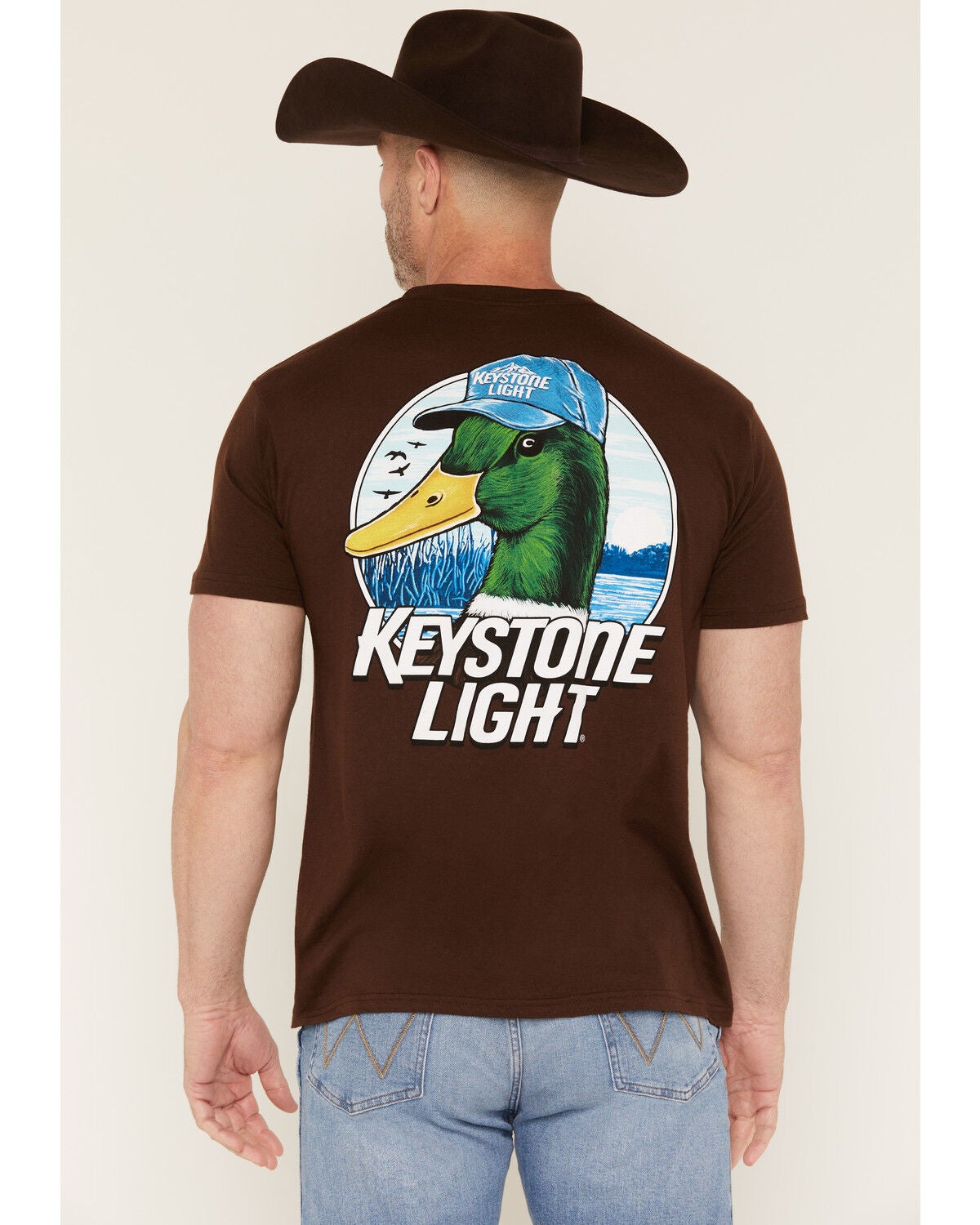 Image #1 - Changes Men's Keystone Light Duck Short Sleeve Graphic T-Shirt, Dark Brown, hi-res