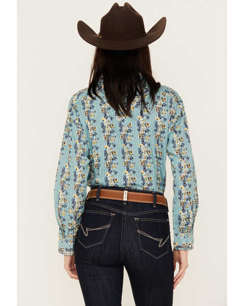 Image #4 - Ariat Women's Annette Floral Print Long Sleeve Snap Western Shirt, Teal, hi-res