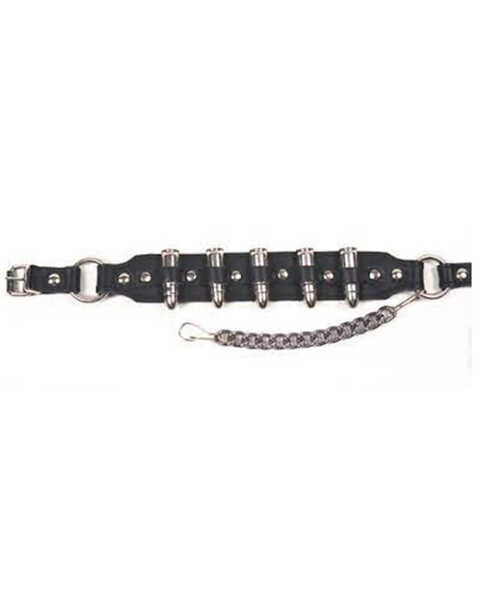 Almax Silver Bullet Chain Leather Boot Strap, Black, hi-res