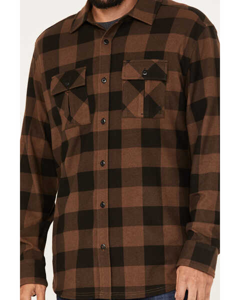 Image #3 - Brothers and Sons Men's Large Jacquard Plaid Button Down Western Shirt , Brown, hi-res