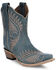 Image #1 - Circle G Women's Embroidered Ankle Booties - Snip Toe, Blue, hi-res