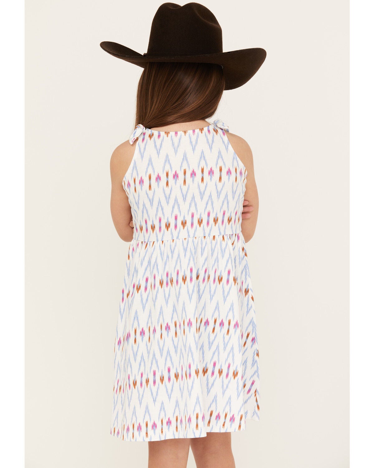 Girls' Ikat Print Mini Dress White / L