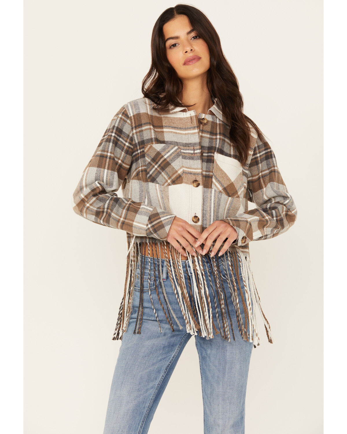 Image #1 - Idyllwind Women's Walker Cropped Fringe Jacket, Brown, hi-res