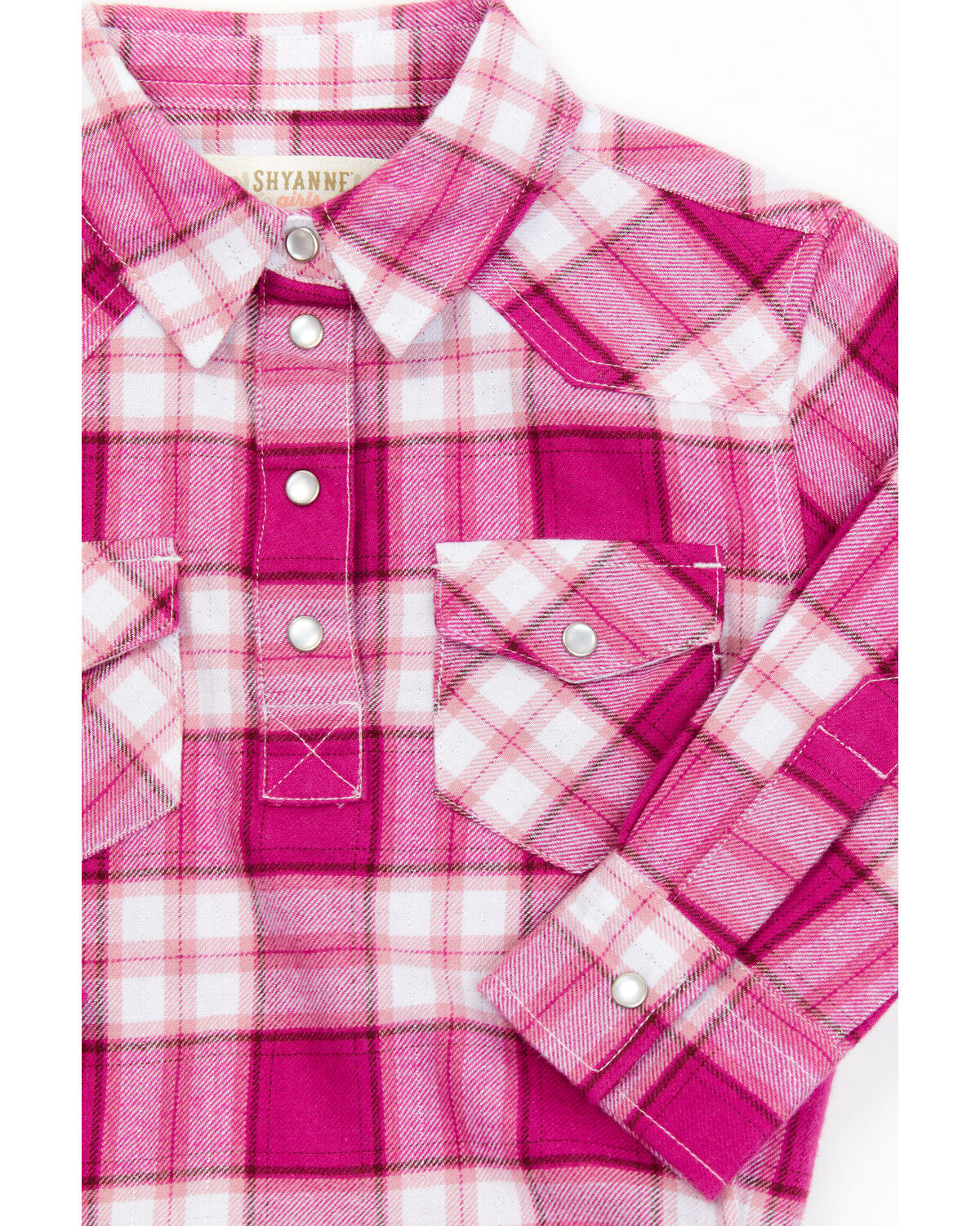 Image #2 - Shyanne Infant Girls' Plaid Print Long Sleeve Onesie, Fuchsia, hi-res