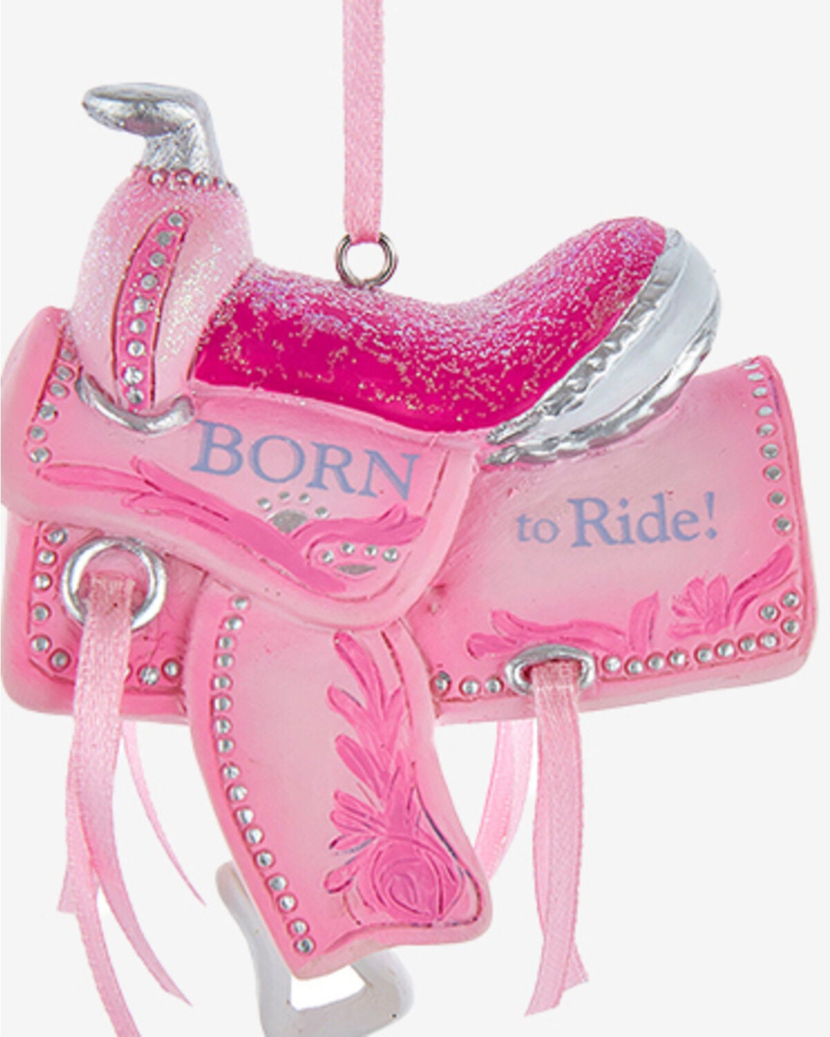 Image #1 - Kurt Adler Born To Ride Saddle Ornament, Pink, hi-res