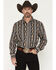 Image #1 - Wrangler Men's Checotah Southwestern Print Long Sleeve Snap Western Shirt, Black, hi-res