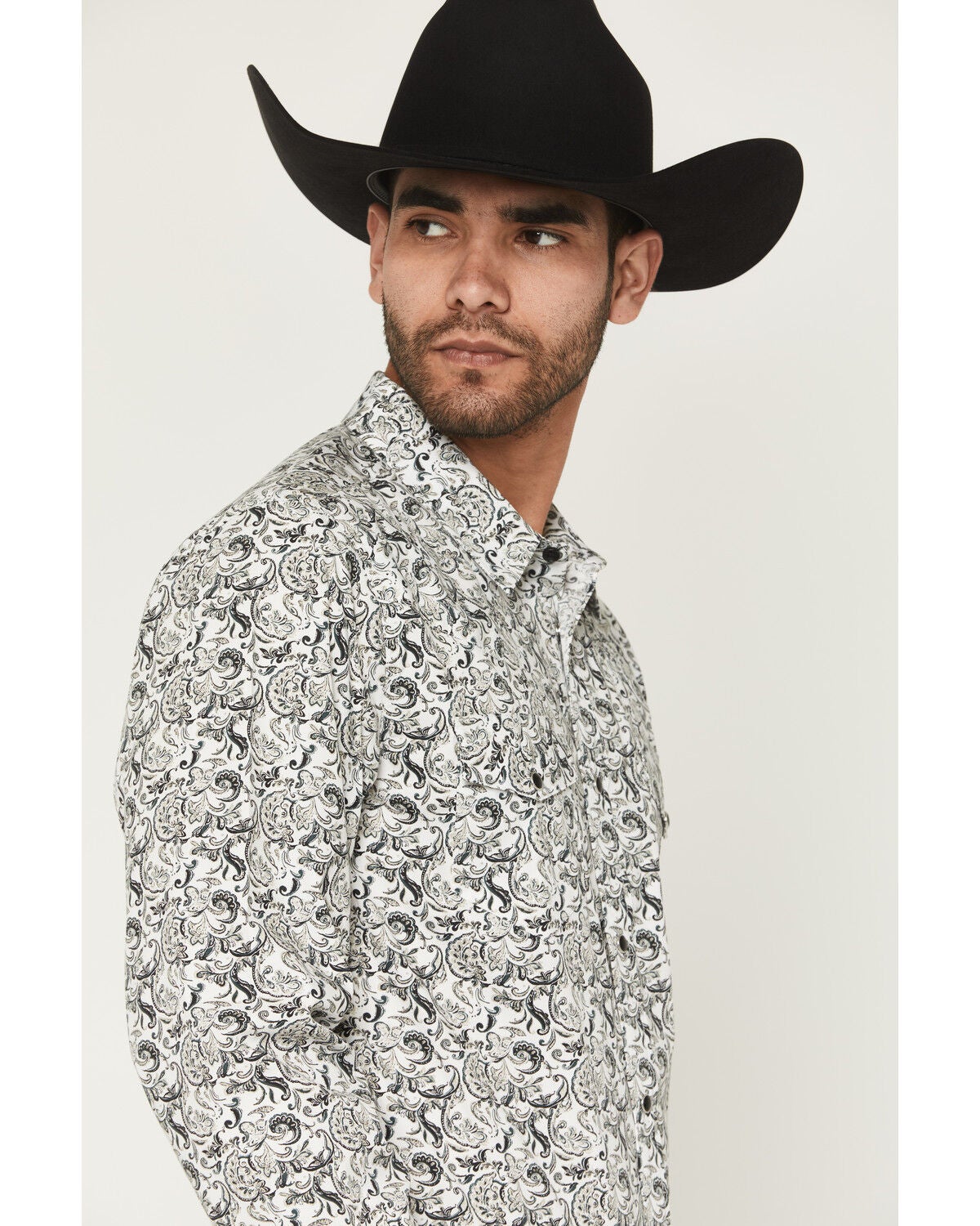 Image #2 - Gibson Trading Co Men's Bone Ridge Paisley Print Long Sleeve Snap Western Shirt - Big, Ivory, hi-res