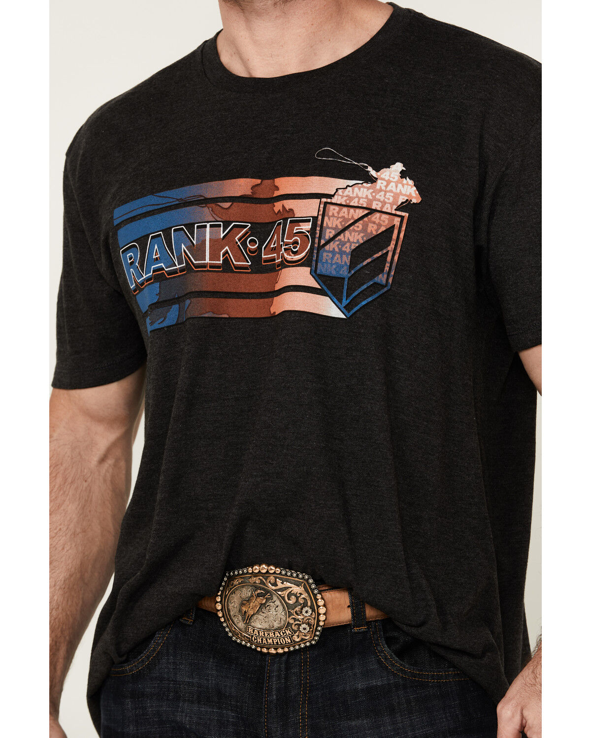 Image #3 - RANK 45® Men's Just Ride Short Sleeve Logo Graphic T-Shirt, Charcoal, hi-res