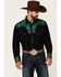 Image #1 - Scully Men's Embroidered Gunfighter Long Sleeve Pearl Snap Western Shirt , Black, hi-res
