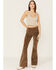 Image #1 - Driftwood Women's Farrah Embroidered Floral Corduroy Flare Jeans, Tan, hi-res