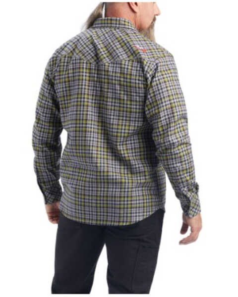 Image #2 - Ariat Men's FR Landry Retro Plaid Print Long Sleeve Snap Work Shirt , Green, hi-res