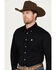 Cinch Men's Solid Long Sleeve Button-Down Western Shirt, Black, hi-res